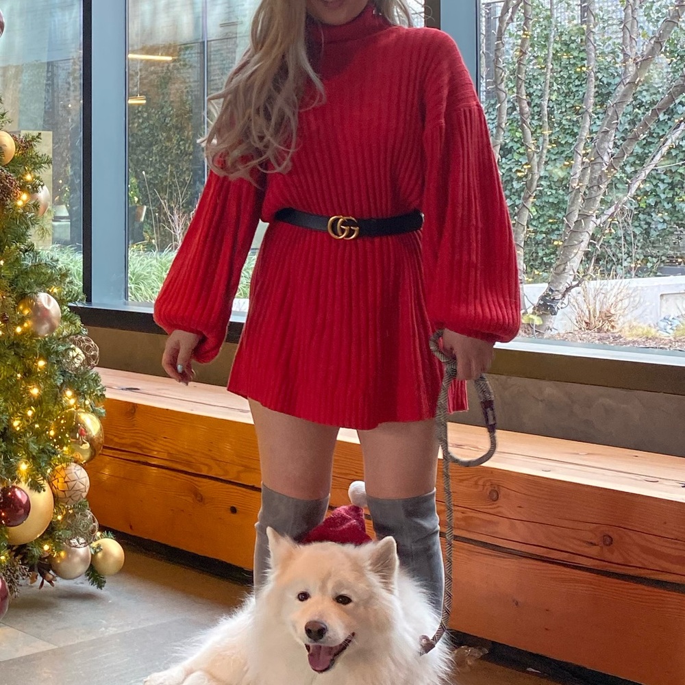 Urban Outfitters Red turtle neck knit tunic dress